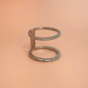 Anillo Plateado Doble Línea Zirc