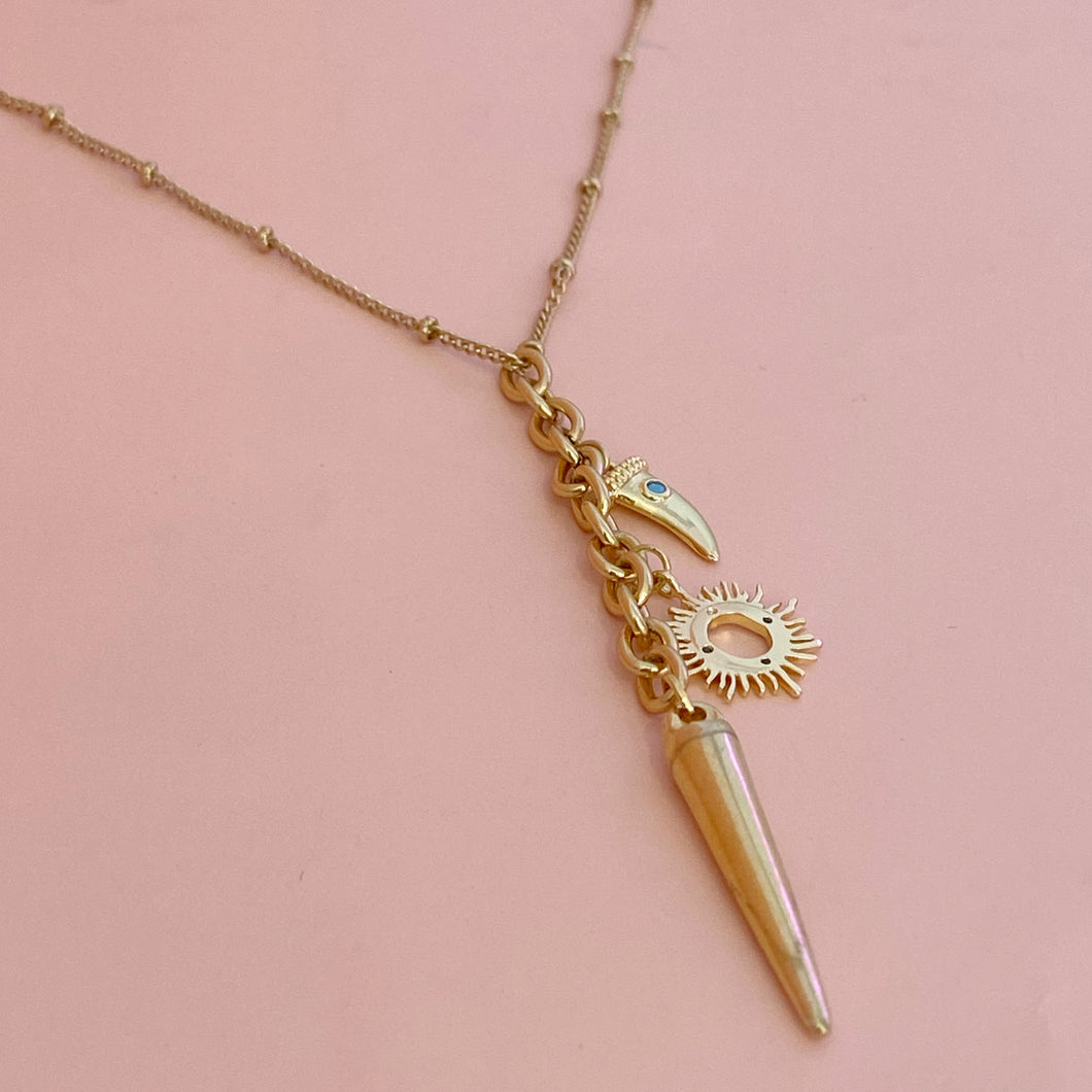 Collar Spike multicharms turquesa