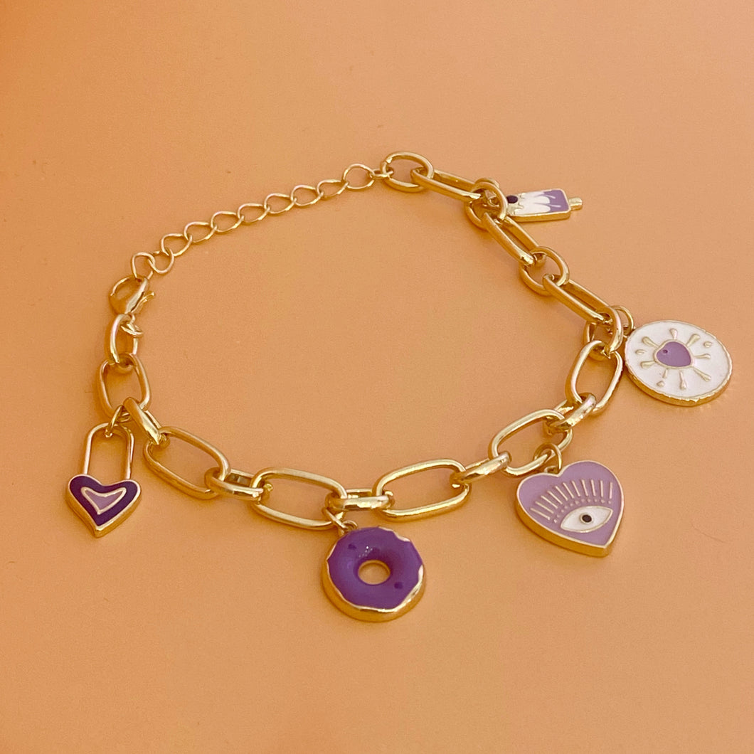 Pulsera Multicharms purple