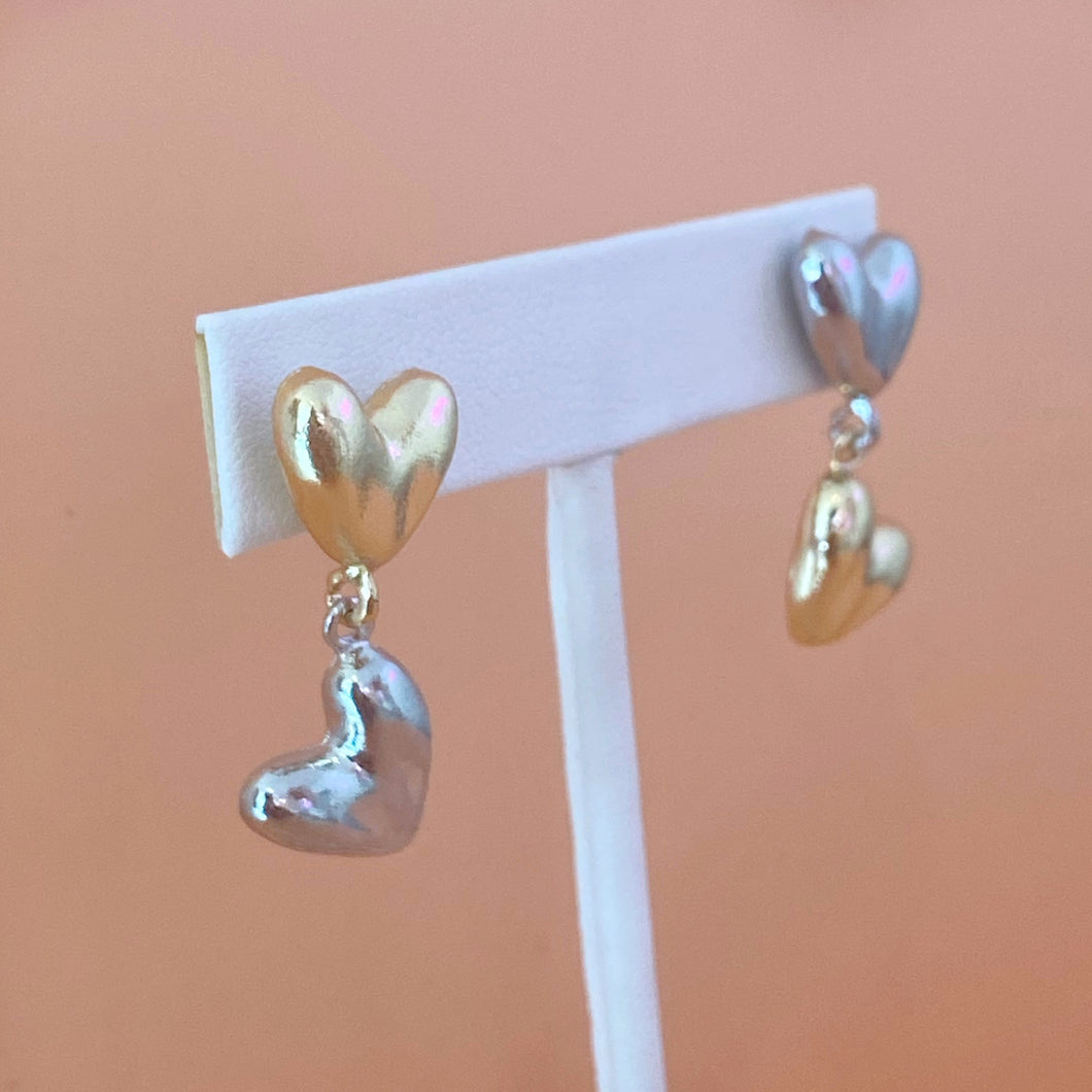 Aretes corazón bicolor