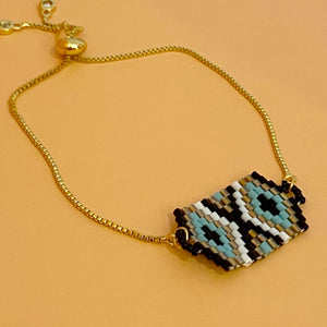 Pulsera doble rombo turquesa miyuki