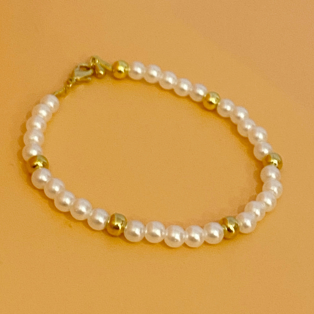 Pulsera bolitas perla / dorado