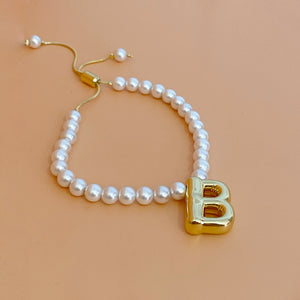 Pulsera Perlas Inicial Chunky