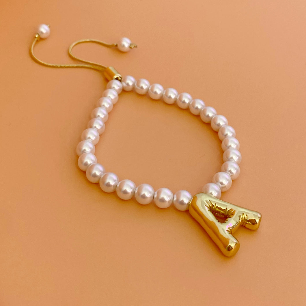 Pulsera Perlas Inicial Chunky