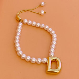 Pulsera Perlas Inicial Chunky