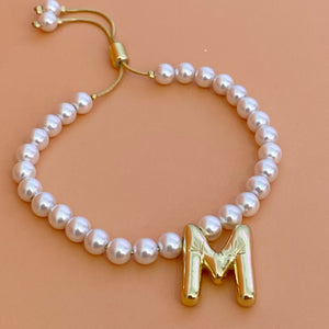Pulsera Perlas Inicial Chunky