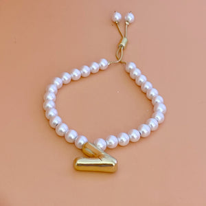 Pulsera Perlas Inicial Chunky