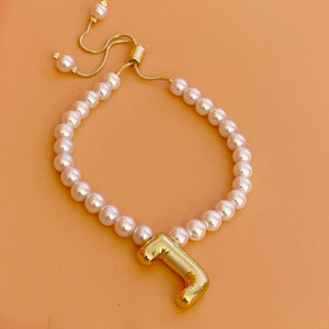 Pulsera Perlas Inicial Chunky
