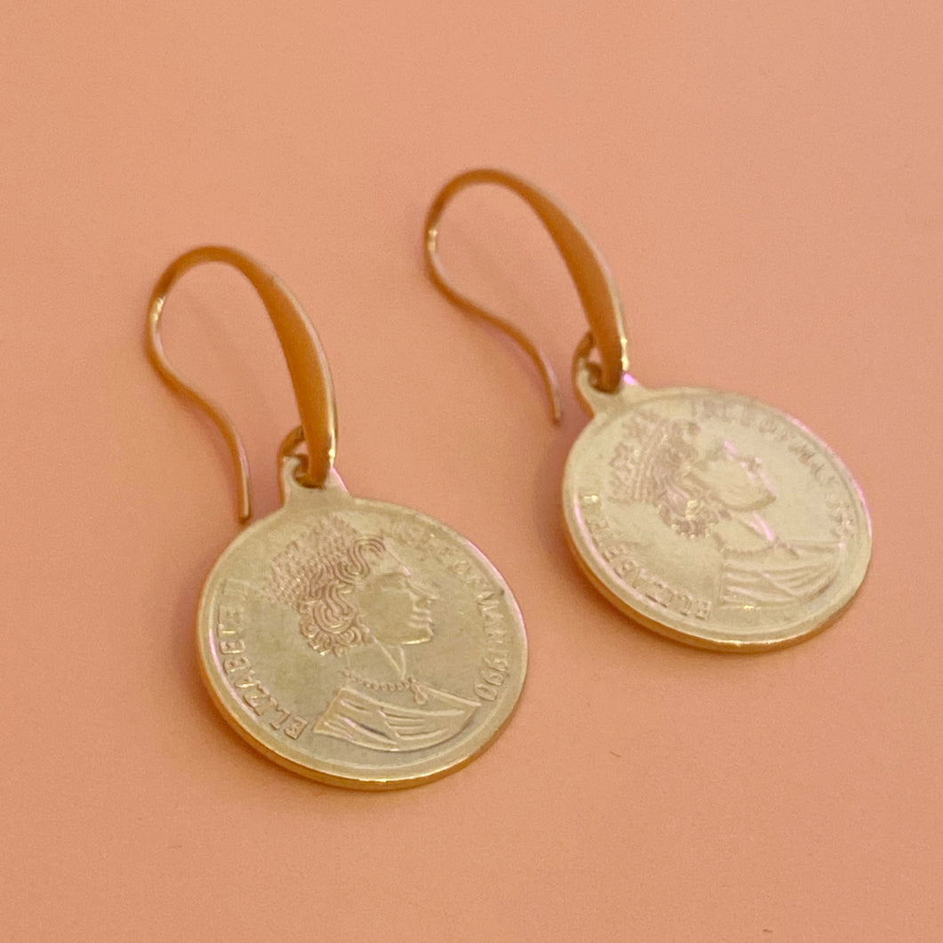 Aretes gancho moneda