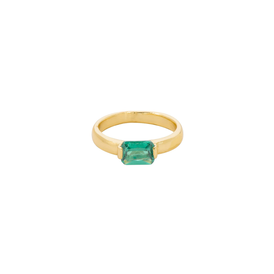 Anillo Rectángulo Cristal Esmeralda