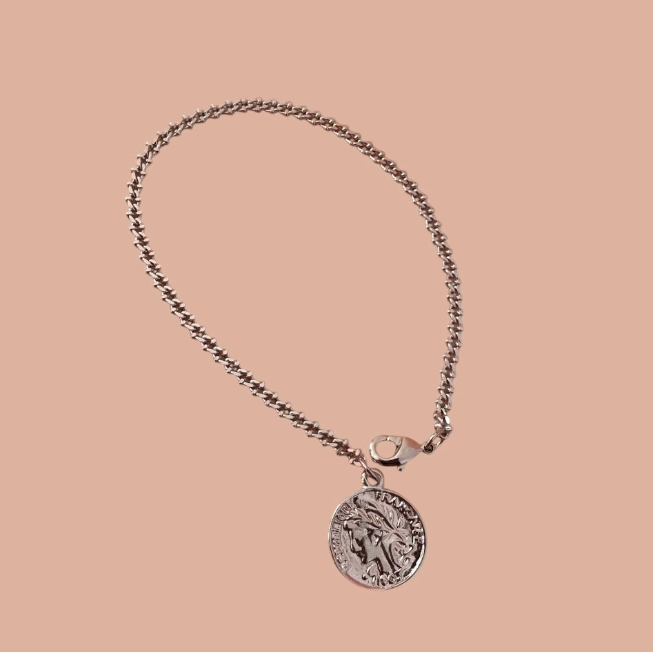 Pulsera Moneda Francesa Plateada