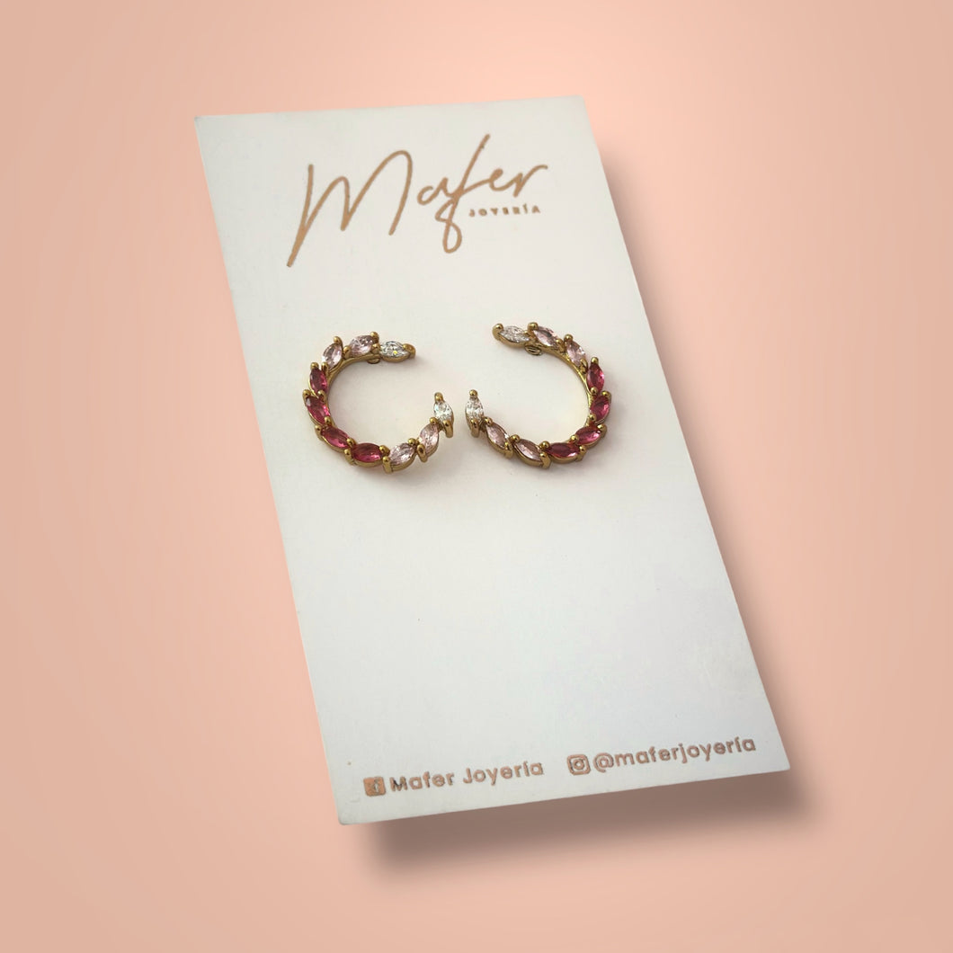 Arete media flor rosa