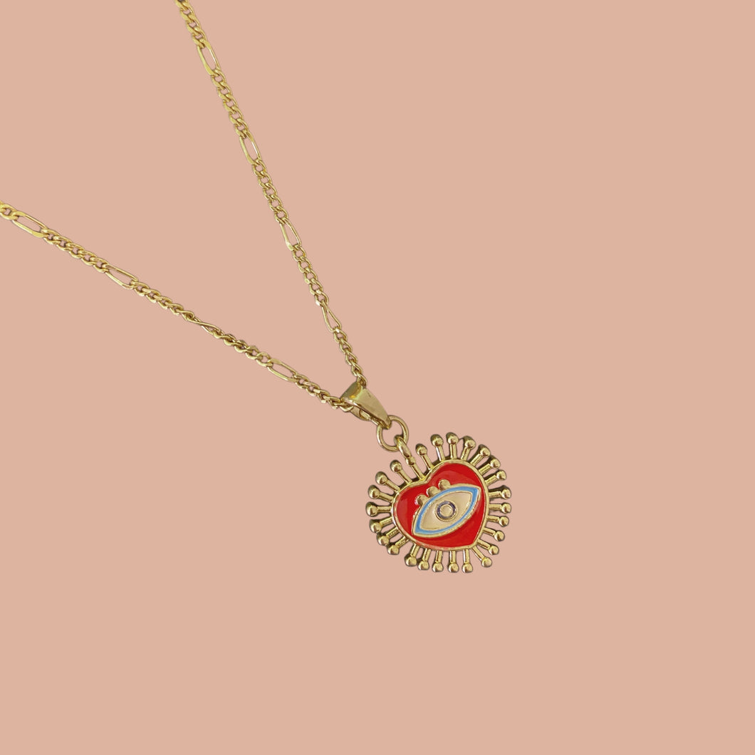 Collar Corazón Rojo Ojo