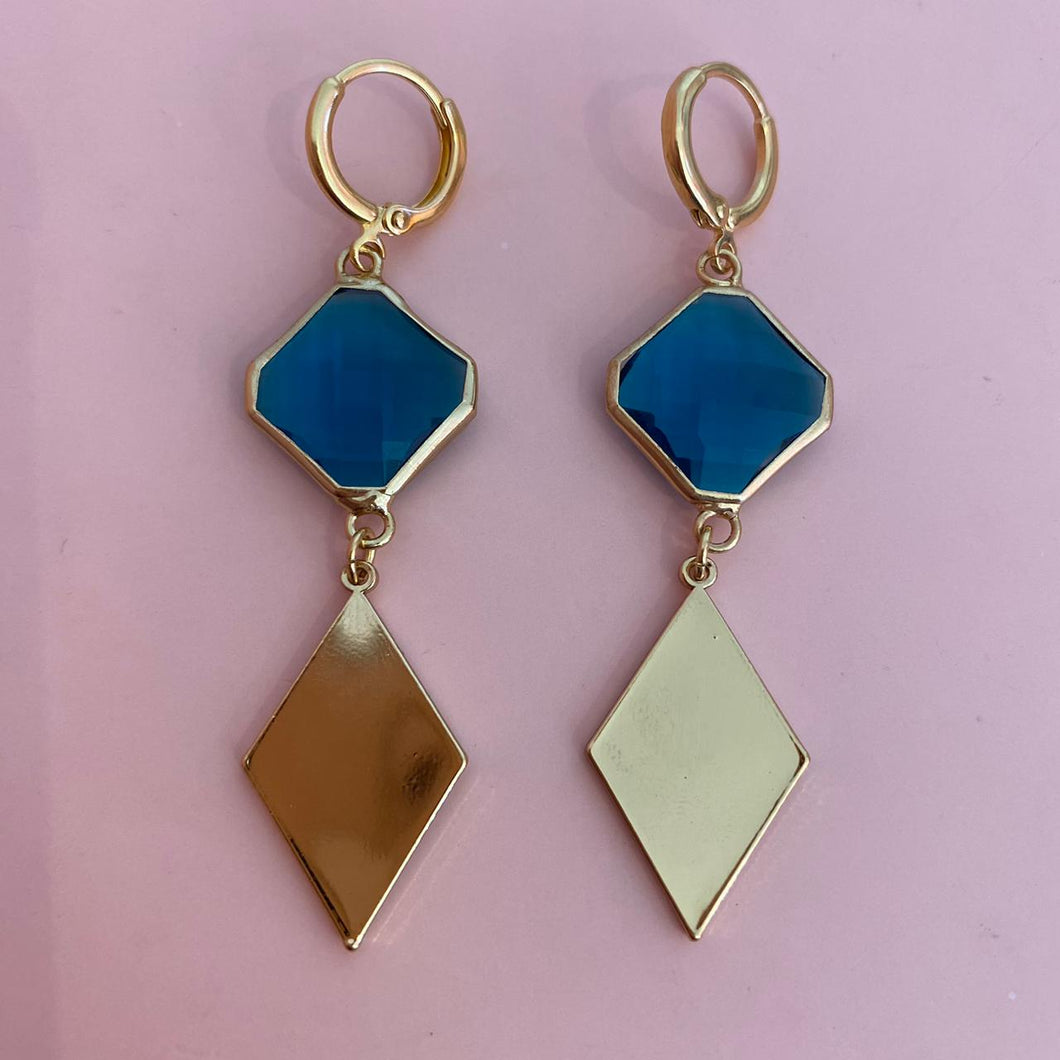 Aretes rombo turquesa maxi