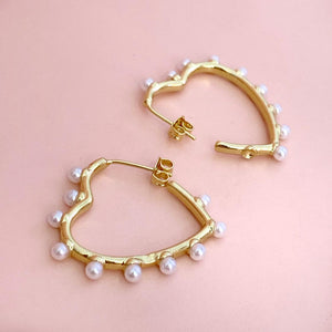 Hoops Silueta Corazón Perla