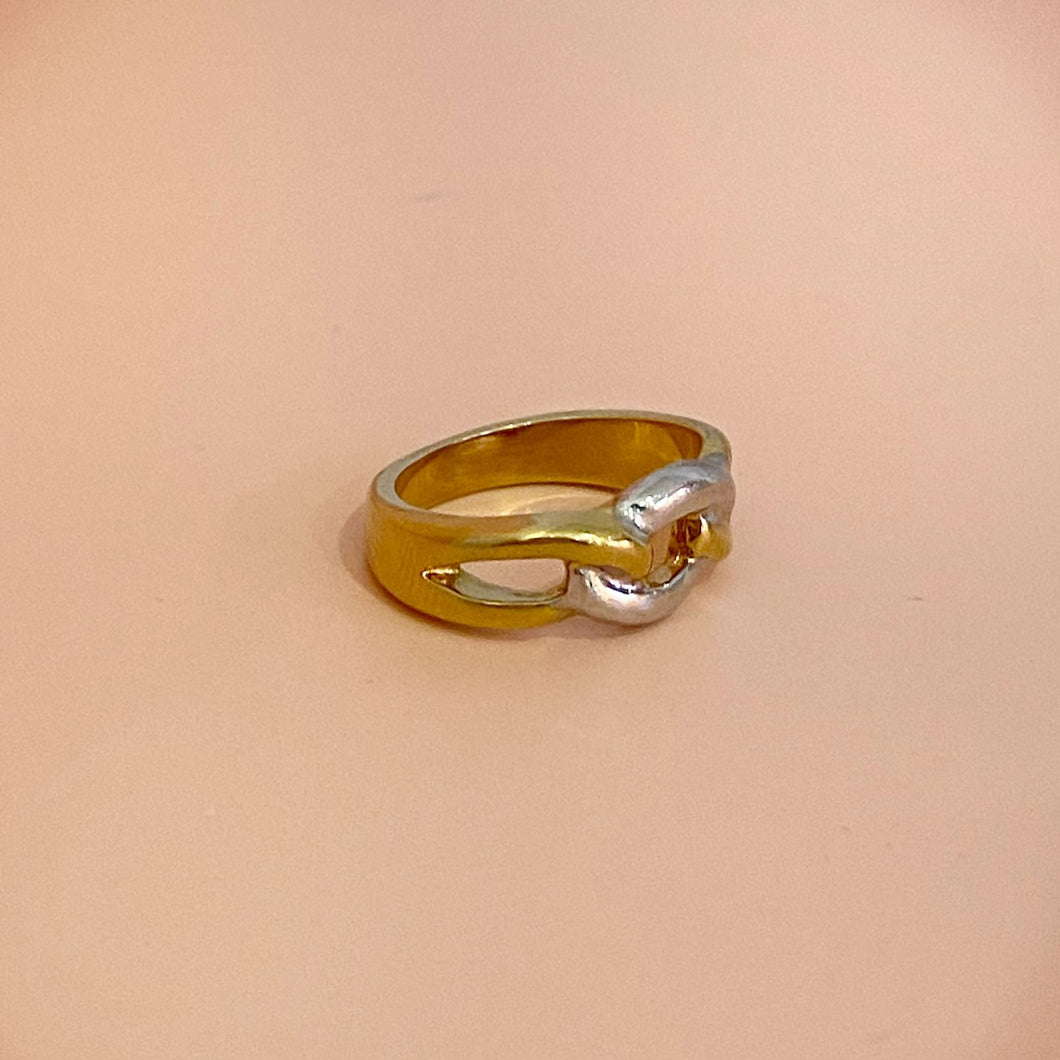 Anillo Engrane Bicolor