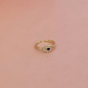 Anillo ojo azul contorno zirc