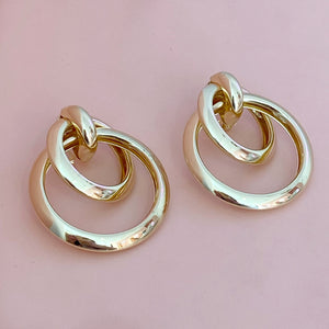Aretes Doble Aro Dorado XL