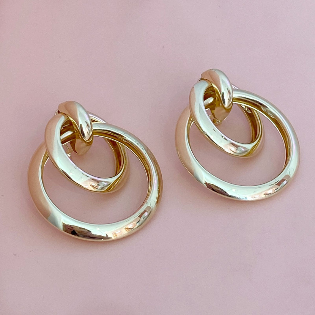 Aretes Doble Aro Dorado XL