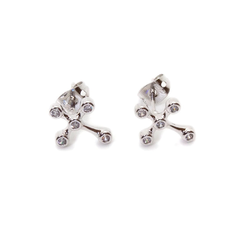 Broquel Cruz Plateada Círculos Zirconia