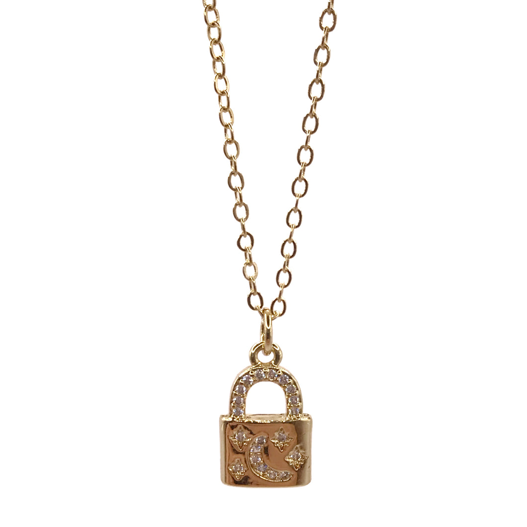 Collar Candado Luna Zirconias