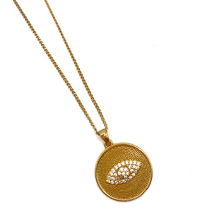 Medalla Ojo Zirconia Cadena Delgada