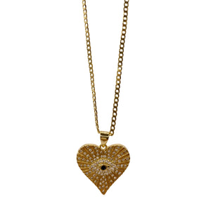 Collar Locket Corazón Ojo