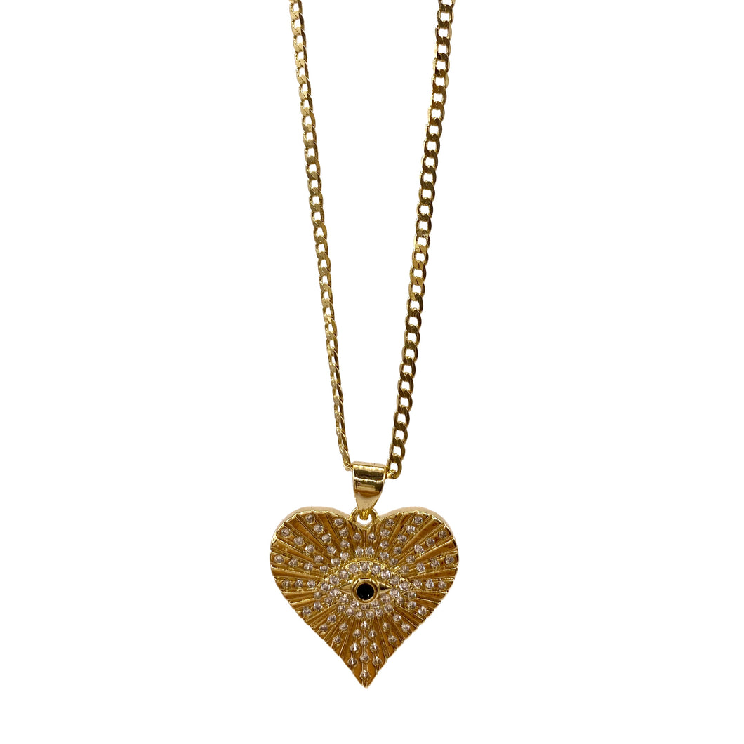 Collar Locket Corazón Ojo