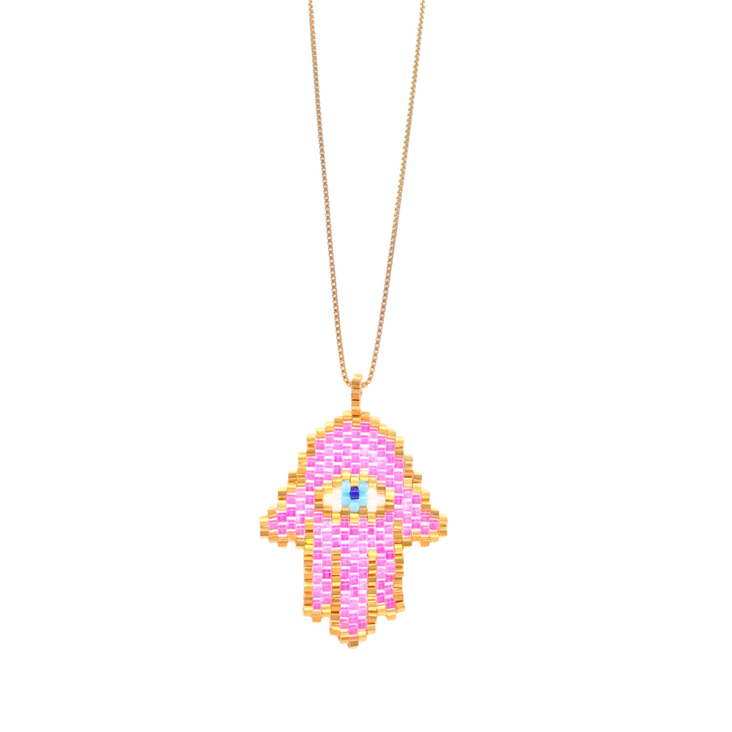 Collar hamsa ojo miyuki