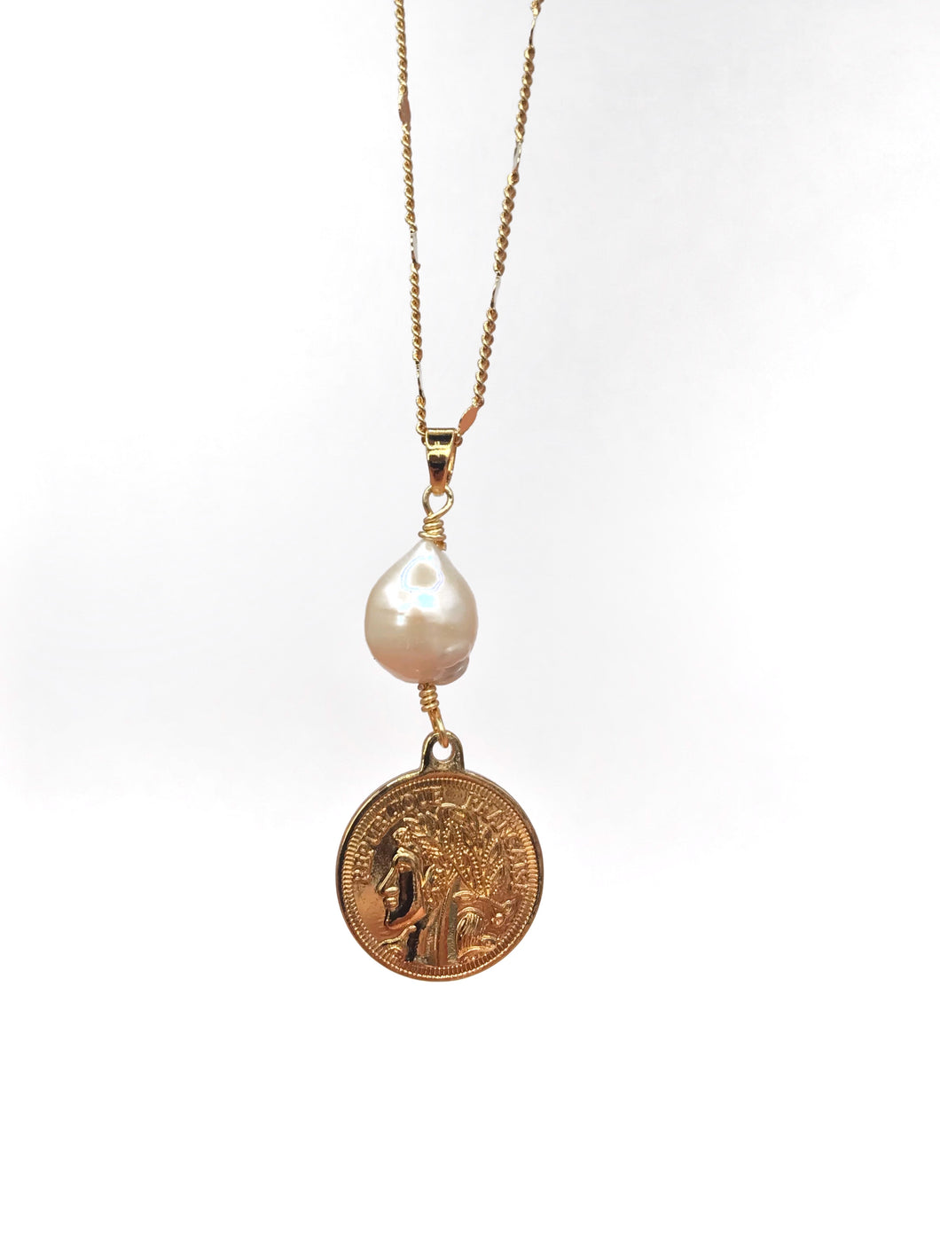 Collar Moneda Perla Natural