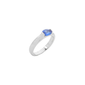 Anillo Ovalo Azul Plateado