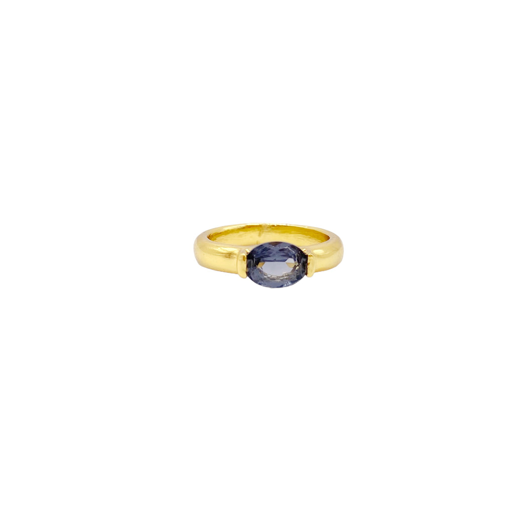 Anillo Dorado Ovalo Gris